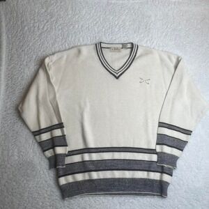 Vintage izod golf men's white‎ knit sweater 90s preppy xl